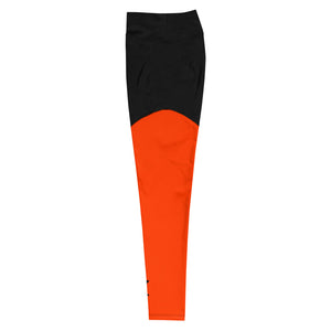Women's Orange Red Icon Sport Leggings (Squat Proof)