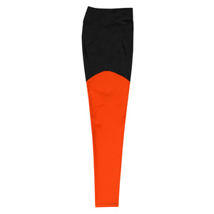 Women's Orange Red Icon Sport Leggings (Squat Proof)